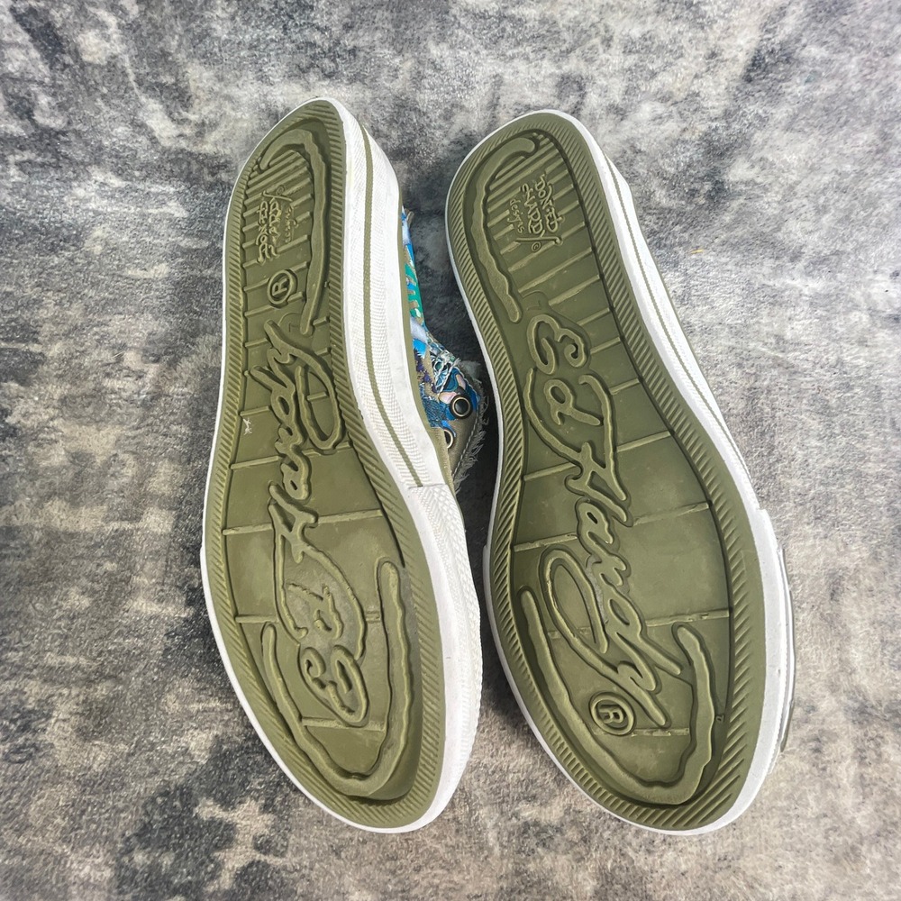Ed Hardy Womens 7 Casual Slip-on Sneakers Y2K Tattoo Art Canvas Green Distressed - Picture 10 of 12